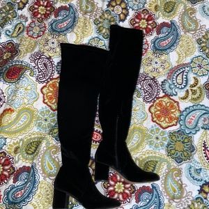 Thigh high, wide calf, velvet boots. Worn once. Size 8.5